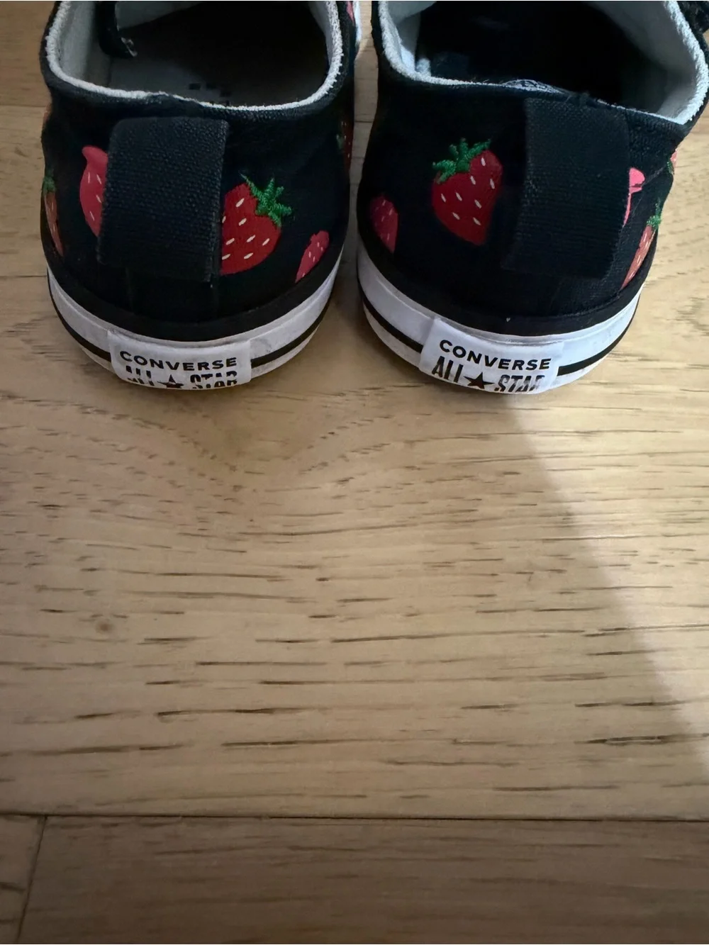 Converse Kids Black Sneakers with Red Strawberry Print